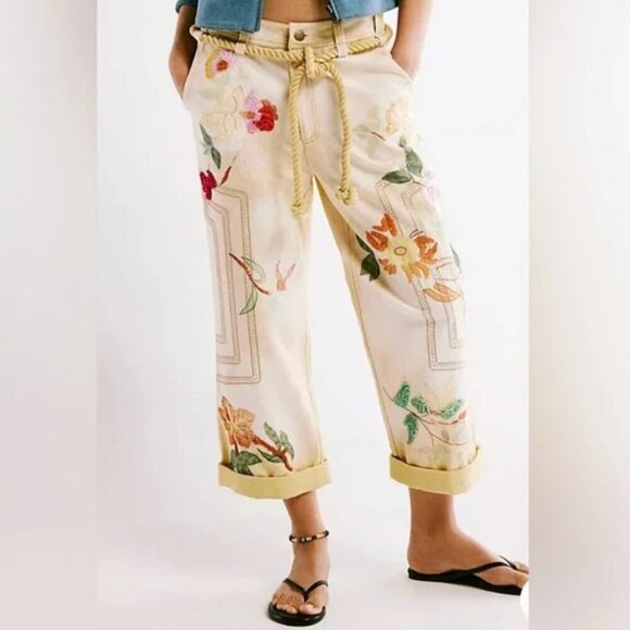 NWOT We The Free Electric Sands Embroidered Pants (Free People) - Picture 3 of 14